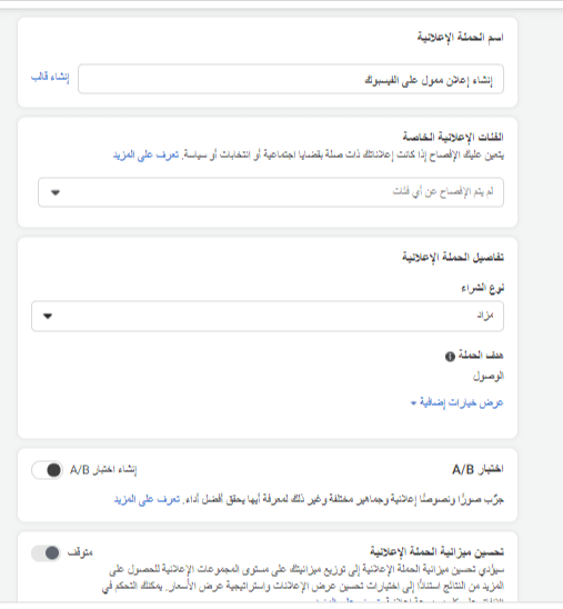 تعيين نوع الحملة