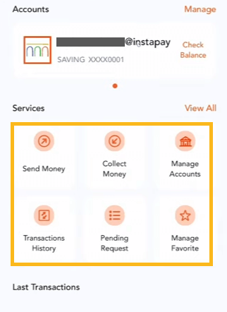 واجهة استخدام تطبيق انستا باي Instapay